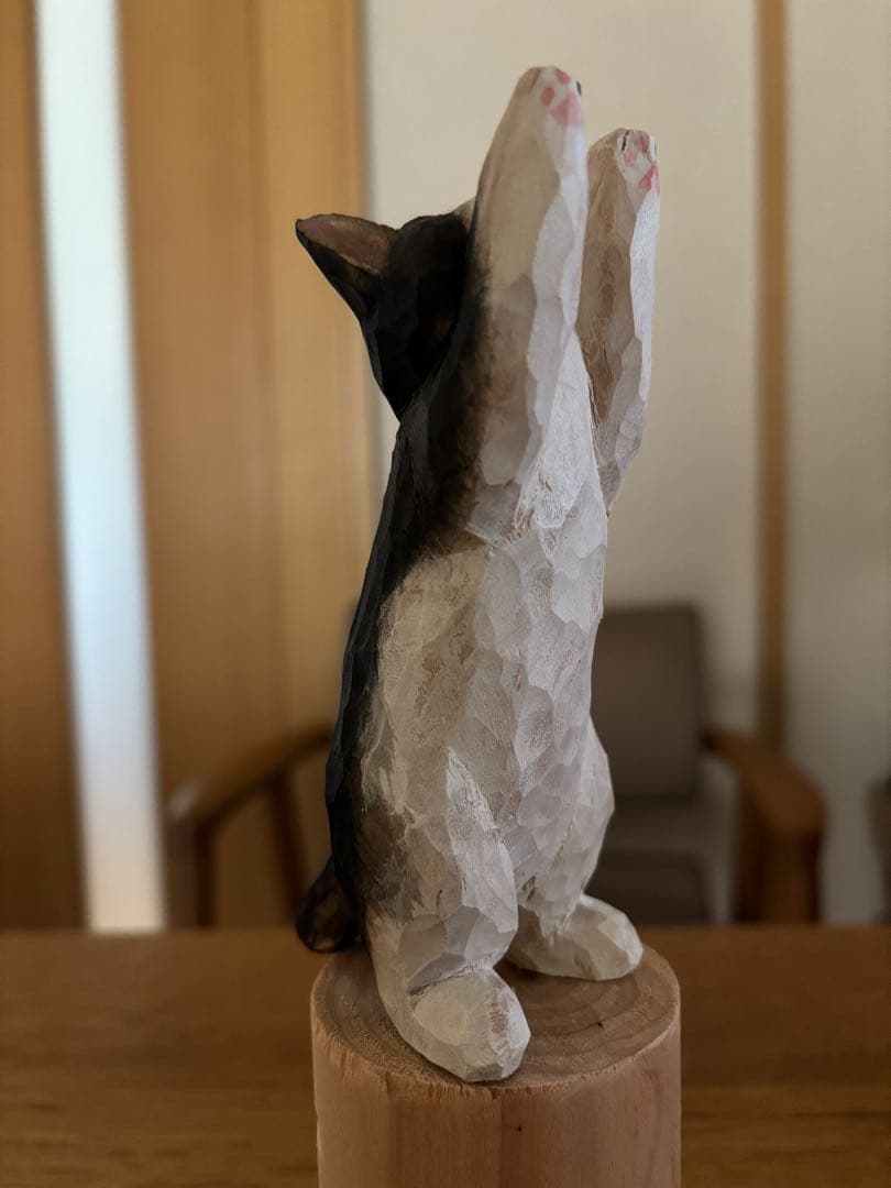 はまもとゆかり 木彫り猫/メモスタンド ハチワレ