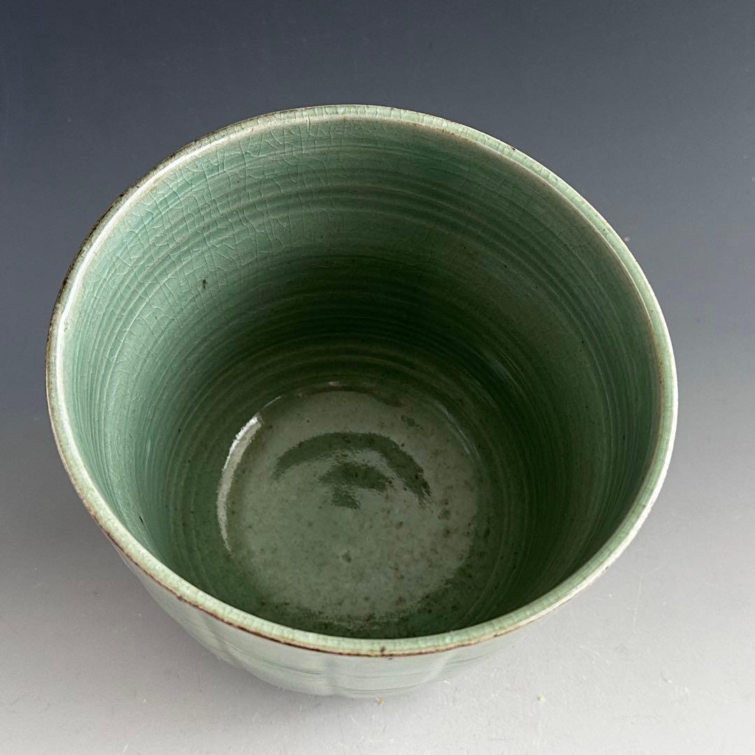 茶道具 青磁 竹彫 廣州窯 共箱 堀内宗完宗匠書付 表千家 茶会