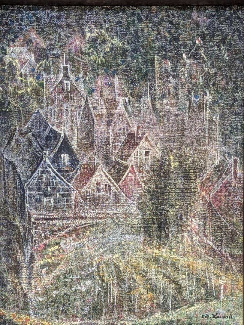 真作】絵画 油彩6号 小さな菜園 静謐な風景画 詩情漂う山間の