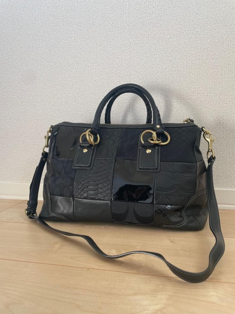コーチ パッチワーク 2way ハンドバッグ　ショルダーバッグ 12479 黒