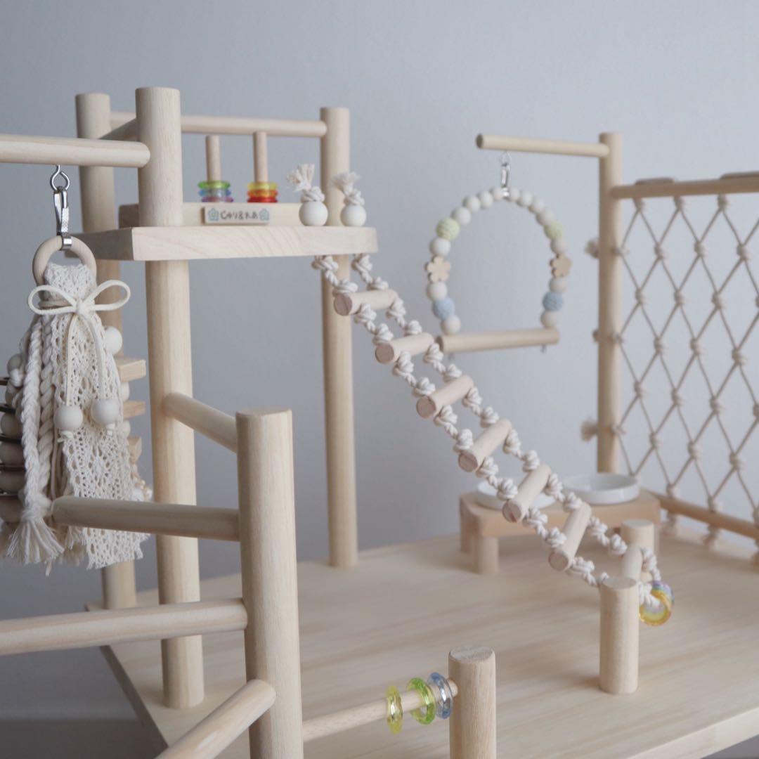 ことりのおおきなあそびば ミラー付き 文鳥 インコ バードアスレチック