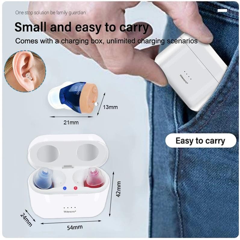 USB充電式 小さい耳穴集音器 両耳セット 高音質 回転ボリューム付き