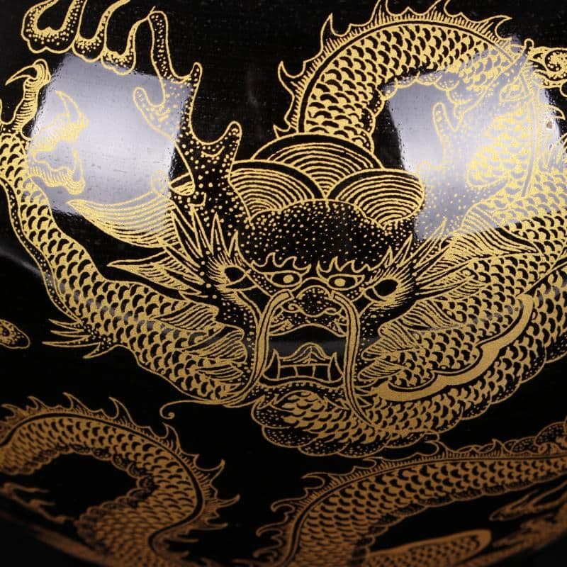 烏金龍紋賞瓶 景徳鎮 陶磁器 装飾品 現代工芸品美術品 置物