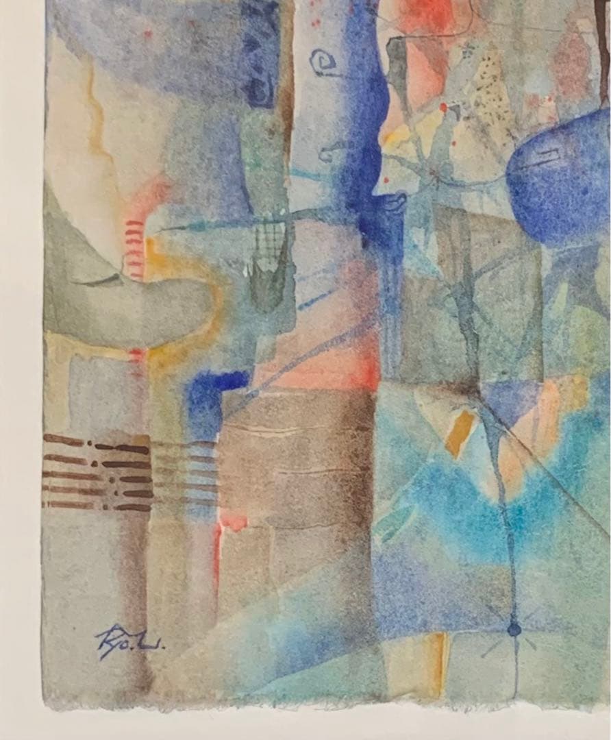 【RIO UMEZAWAの2号サイズ抽象画】1995年頃の初期作品【美品、レア】