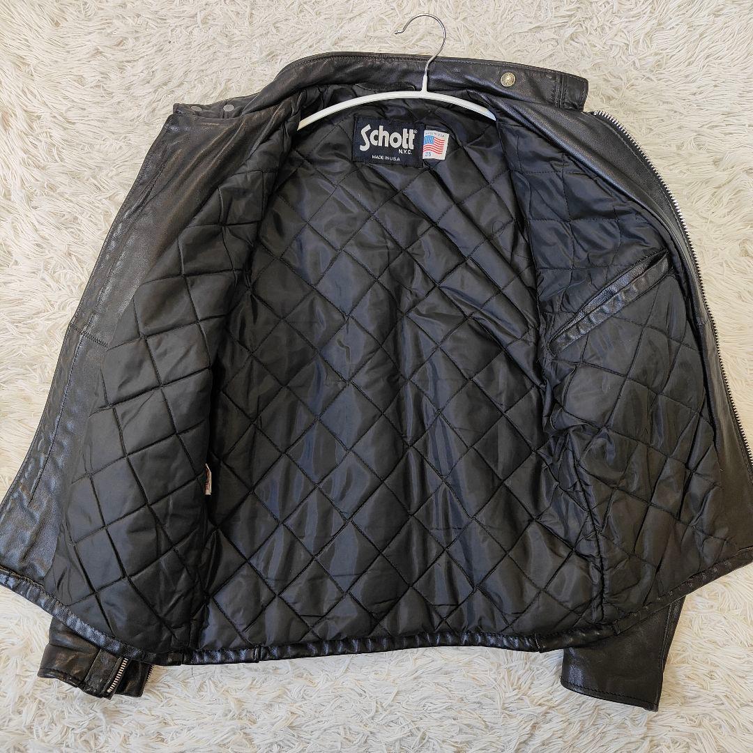 良品 Schott ライダースジャケット 641Q キルティング サイズ38 良品