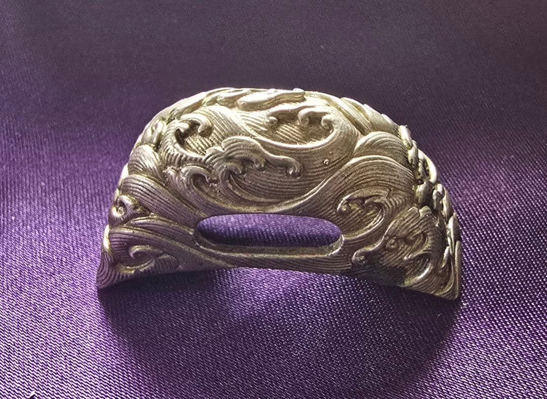 時代 拵金具一作 銀地 4点 刀装具