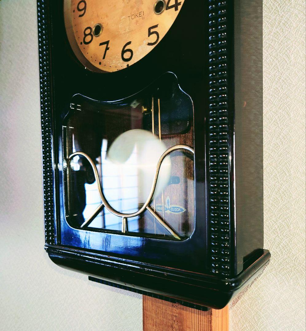 〈完動・美品〉尾張時計地球馬印　宮型ゼンマイ振り子時計 古時計　ボンボン時計