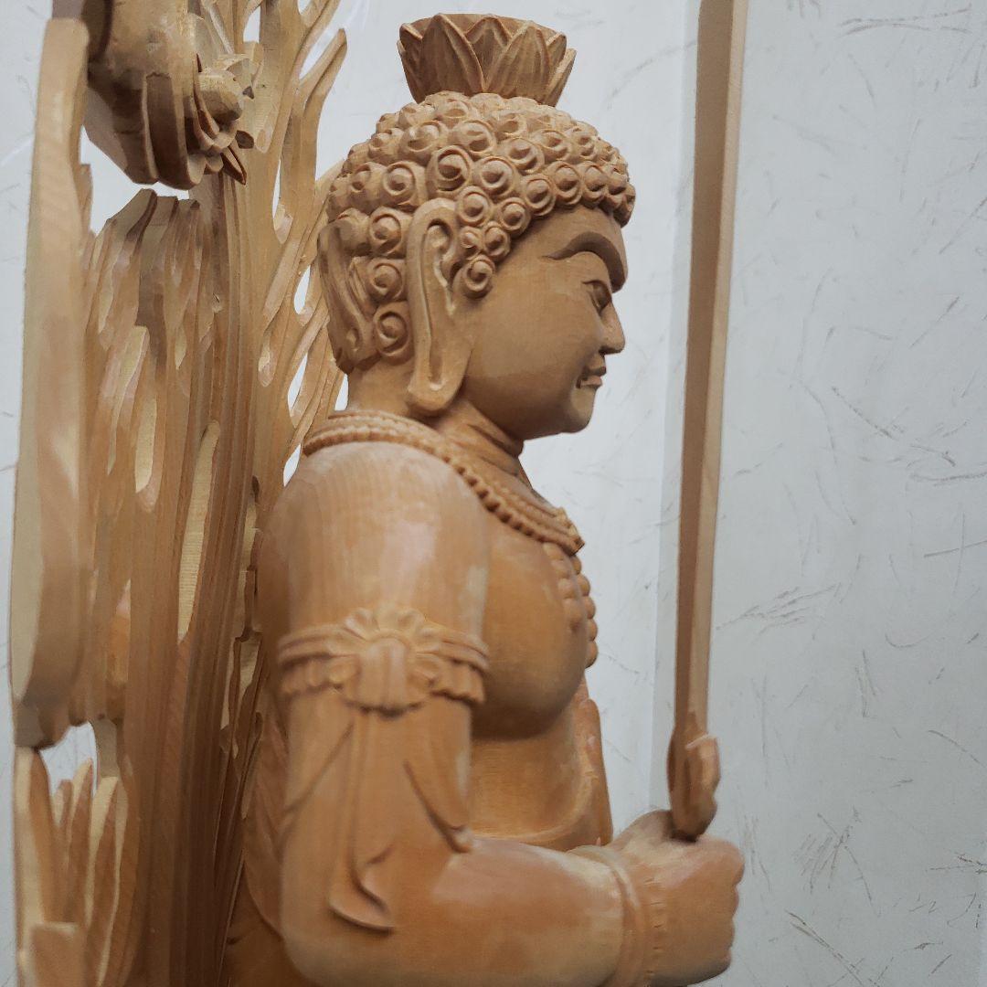 Bフライデー蔵出し特価極上彫り☆白木材 不動明王立像1尺立☆