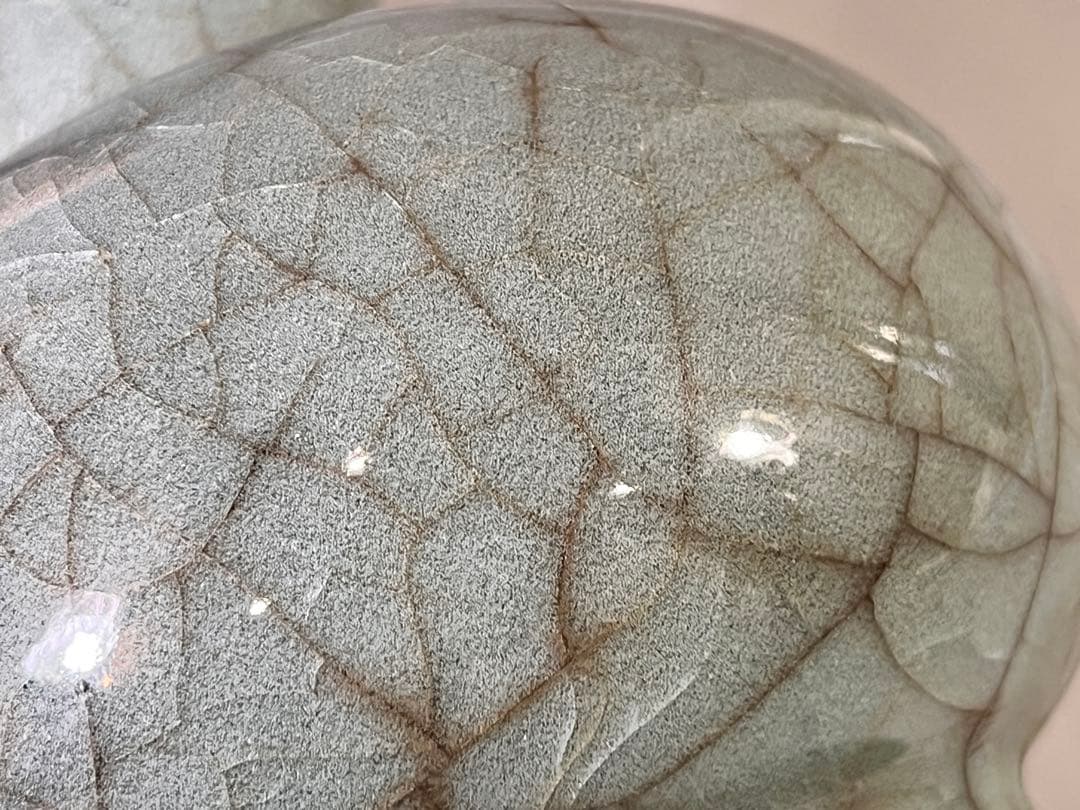 DT647 中国 青磁 管耳 瓶 茶道具伝来 - メルカリ