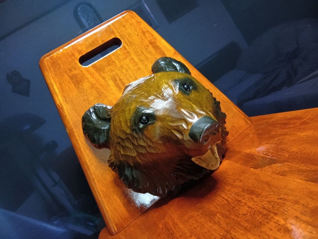 希少 ガラス目 アイヌ民芸 壁掛け 木彫り 熊 堀井民芸 サイン 2025年