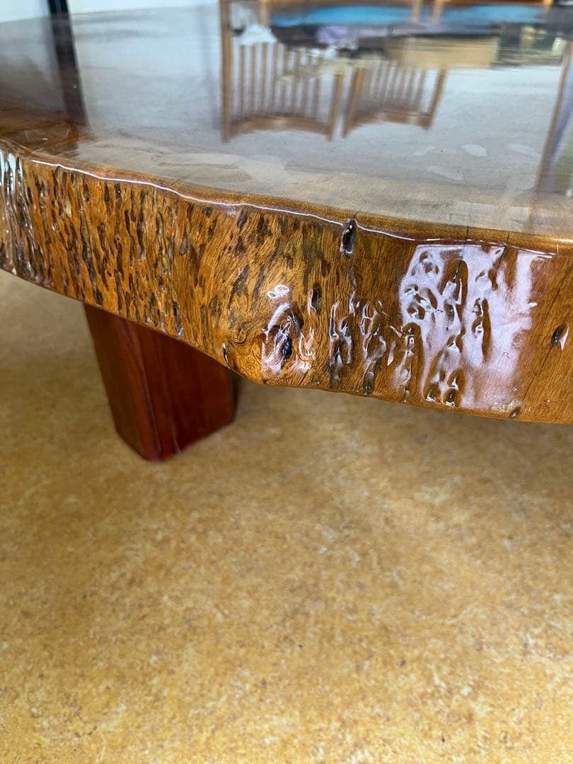 希少】天然木 一枚板 大型座卓 円卓 センターテーブル 輪切り 昭和