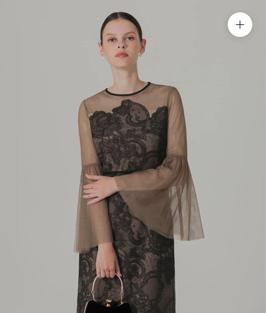 LEJA シアープリーツスリーブIラインワンピースドレス オケージョンドレス