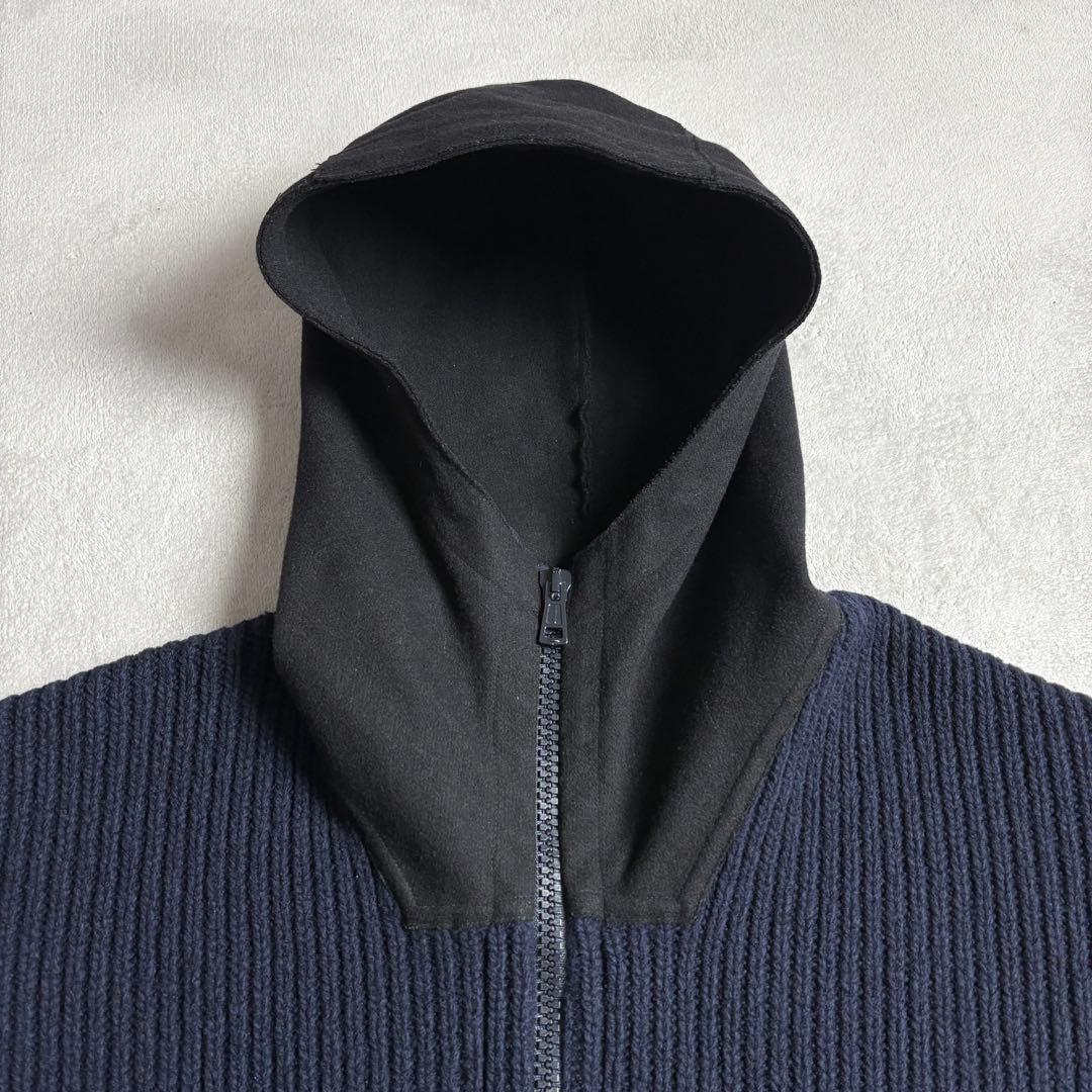 ストーンアイランド　リブニット　フード切り替え　ジップアップパーカー