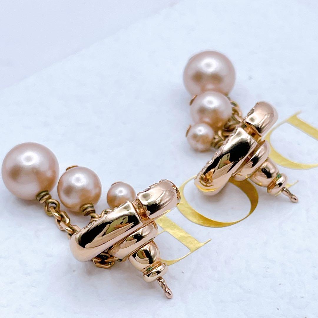Christian Dior ピアス ネイビー パール トリプル ピンクゴールド