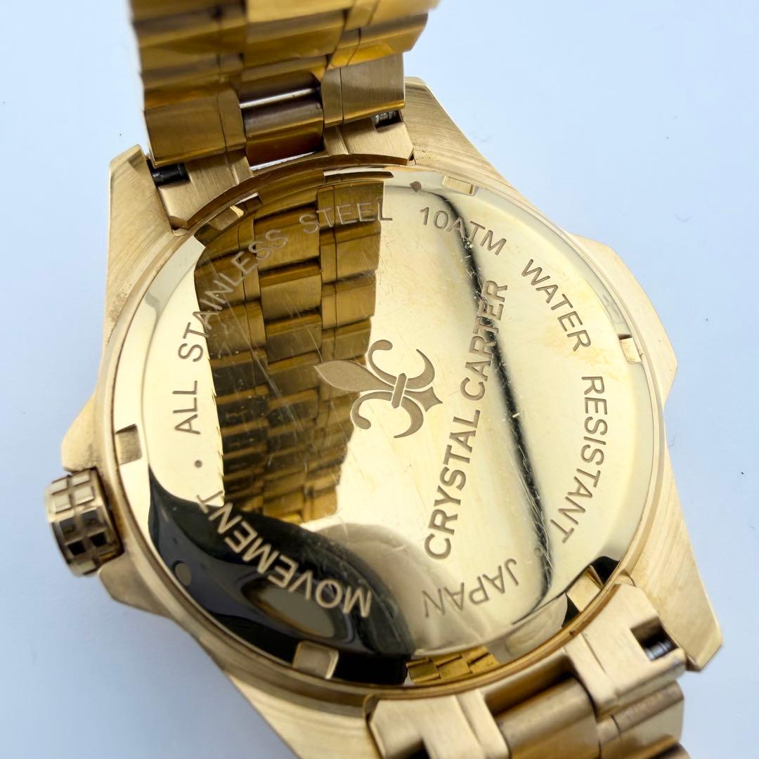 美品 クリスタルカーター FELIX 2 ゴールド メンズ クォーツ腕時計