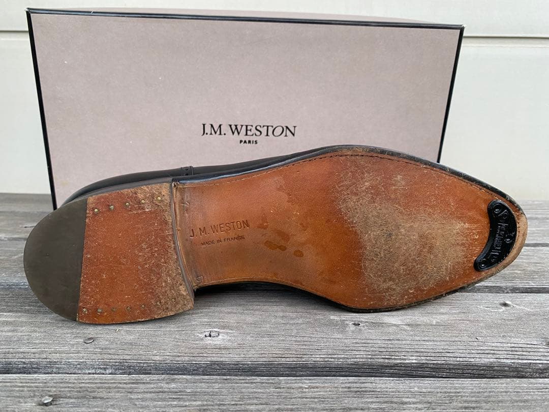 J.M.Weston 666 ブラック 7.5D 26cm クォーターブローグ