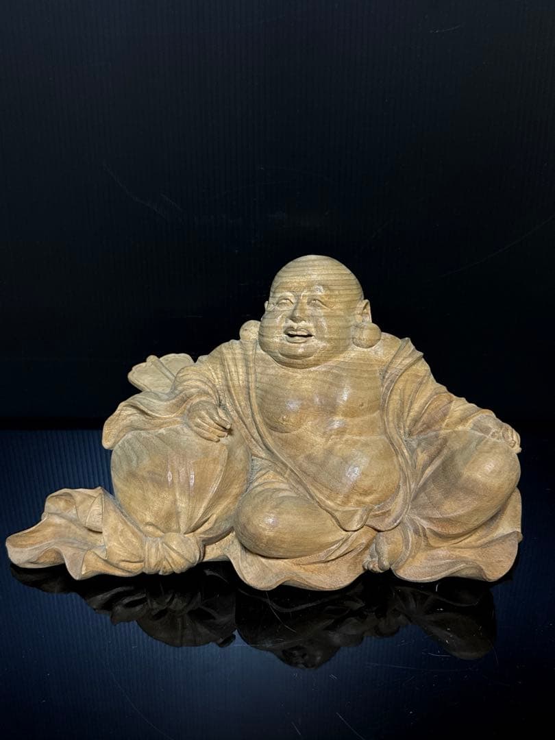 超絶技巧 細密 平安 大仏師 内藤光石 作 木彫 布袋 坐像 桐共箱 仏教