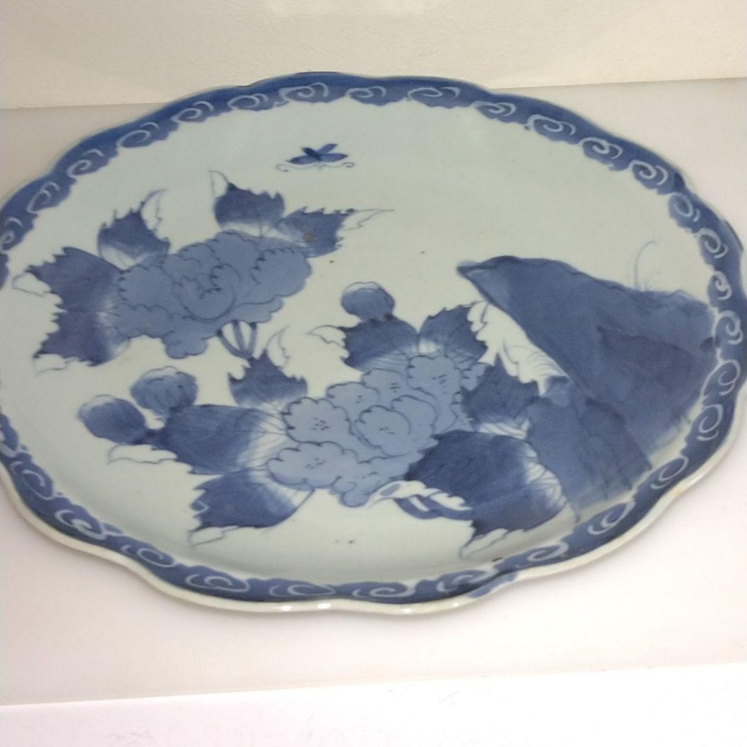 整理NO.67　古伊万里染付牡丹蝶文輪花皿（江戸中期）