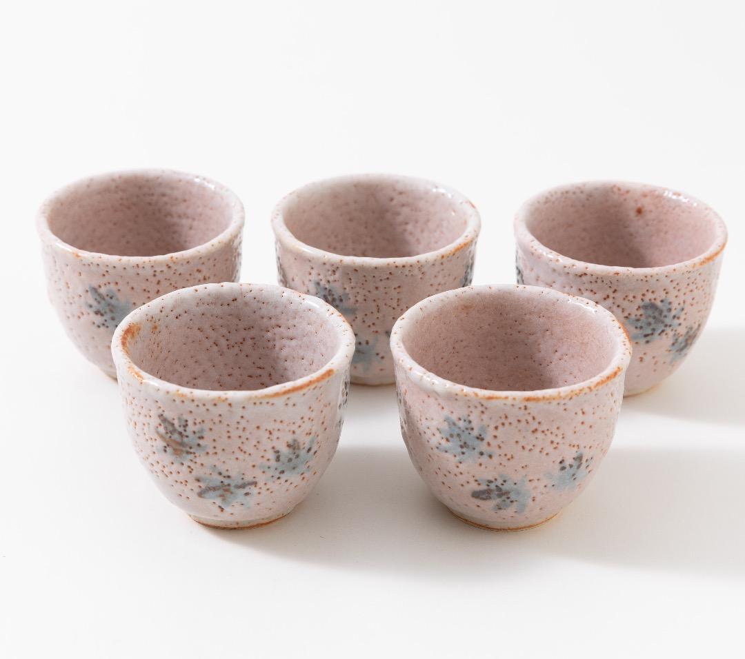 安藤日出武 美濃焼 茜志野 汲出揃 湯呑5客セット【新品・未使用・木