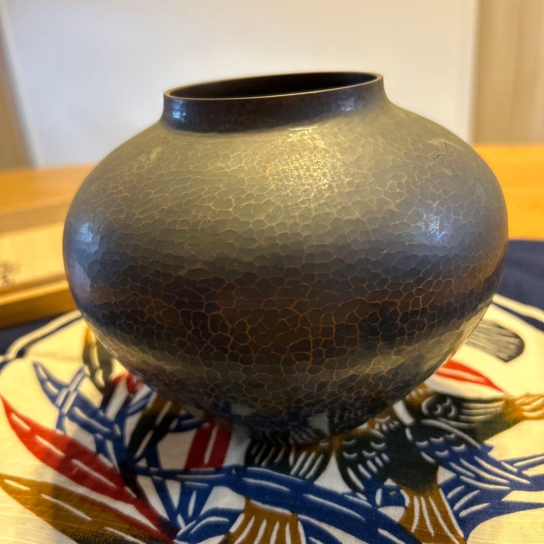 銅製花瓶 木箱付き 富貴堂