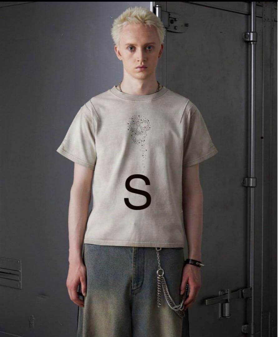 GRANCY】 スカルラインストーンデザインtシャツ