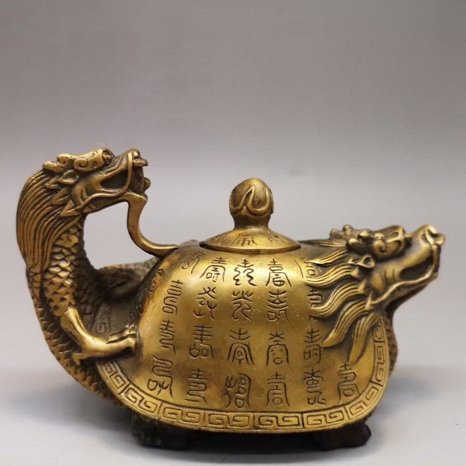 大明宣徳百寿龍亀銅壺 工芸品 美術品 置物