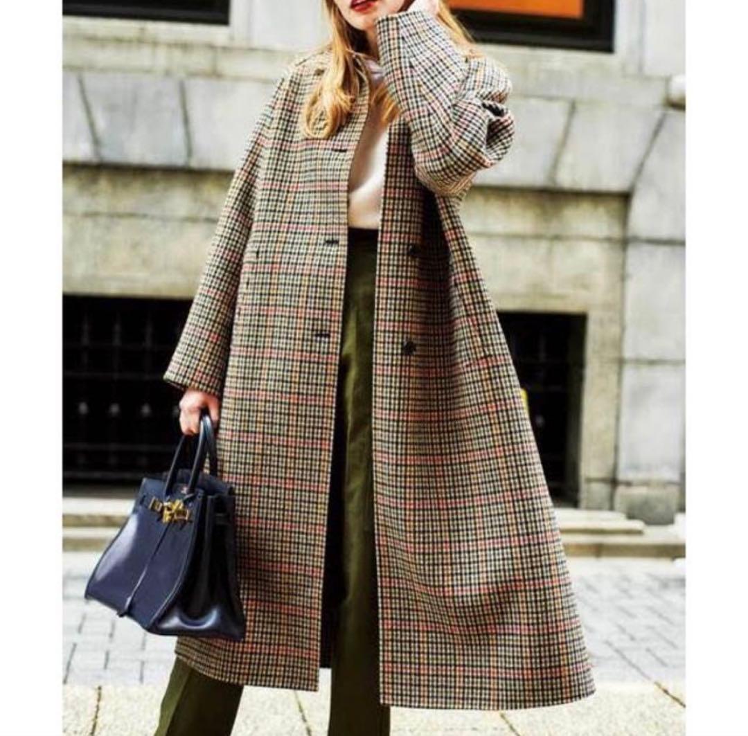 美品 シンゾーン バルマカーンコート チェック 34 クラブチェック