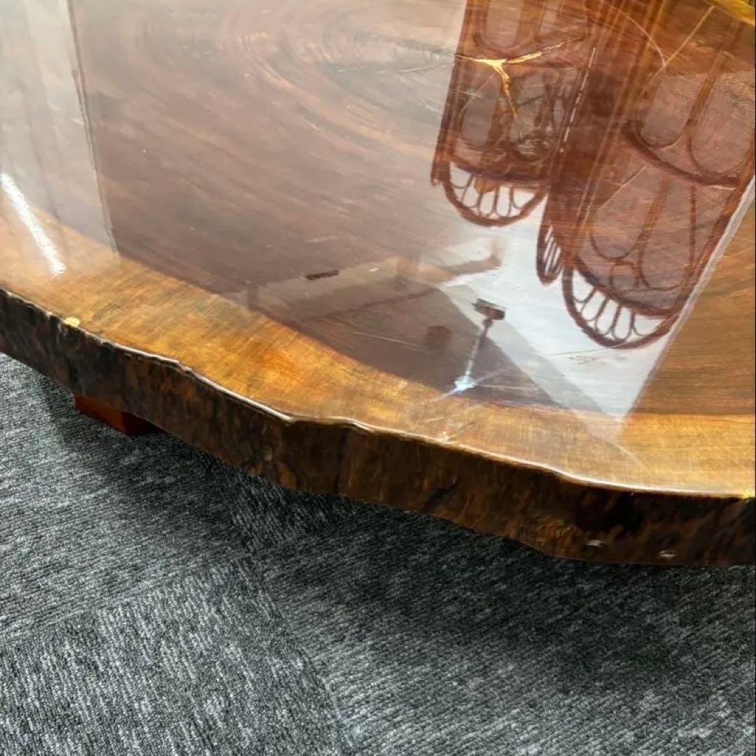 希少】天然木 一枚板 大型座卓 円卓 センターテーブル 輪切り 昭和レトロ