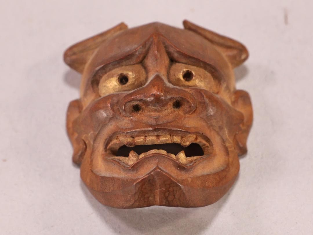 BK221 珍品 宝生 面工 鈴木慶雲 刀 金彩 根付 置物 飾り物