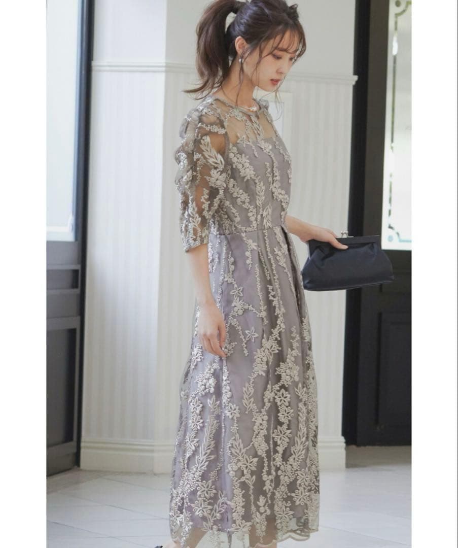 niana　ニアナ 刺繍レース バックリボン ワンピース ドレス　M