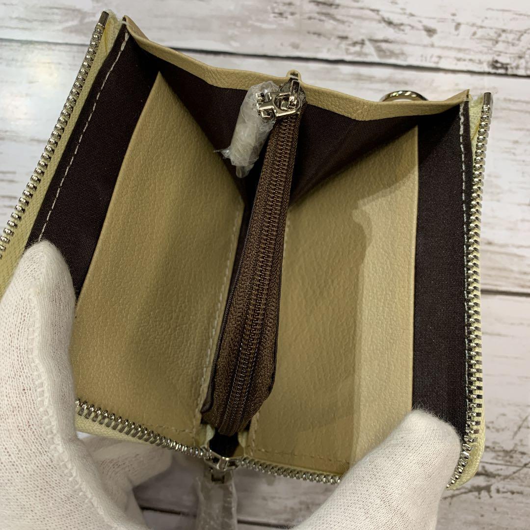 バニラクロコ・目地染・クロコダイル財布・L字型・コンパクト財布・ワニ革・鰐革