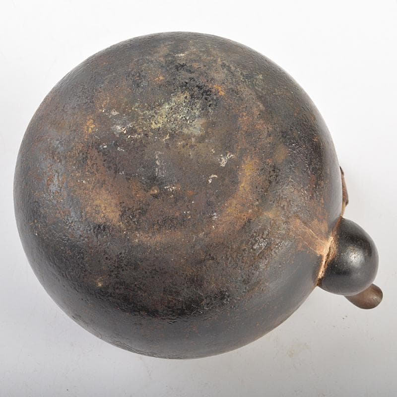 えびけん　煎茶道具　銅製漢詩山水梅文湯沸し　薬缶　時代箱付　M　R6738