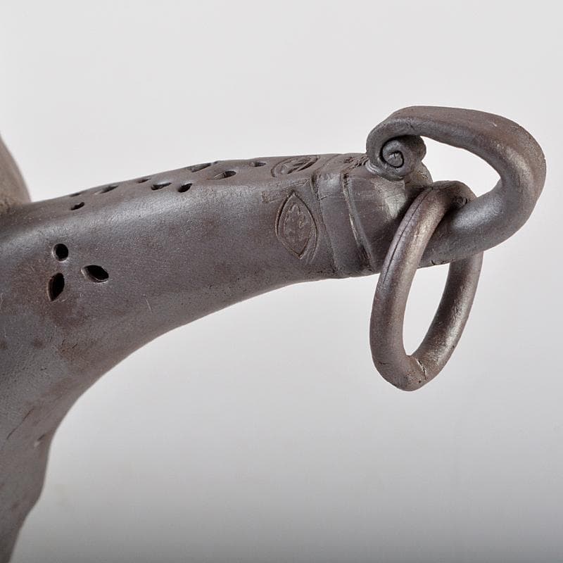 煎茶道具　萬古焼　白雲造　型萬古　遊環　横手急須　共箱　M　R7099