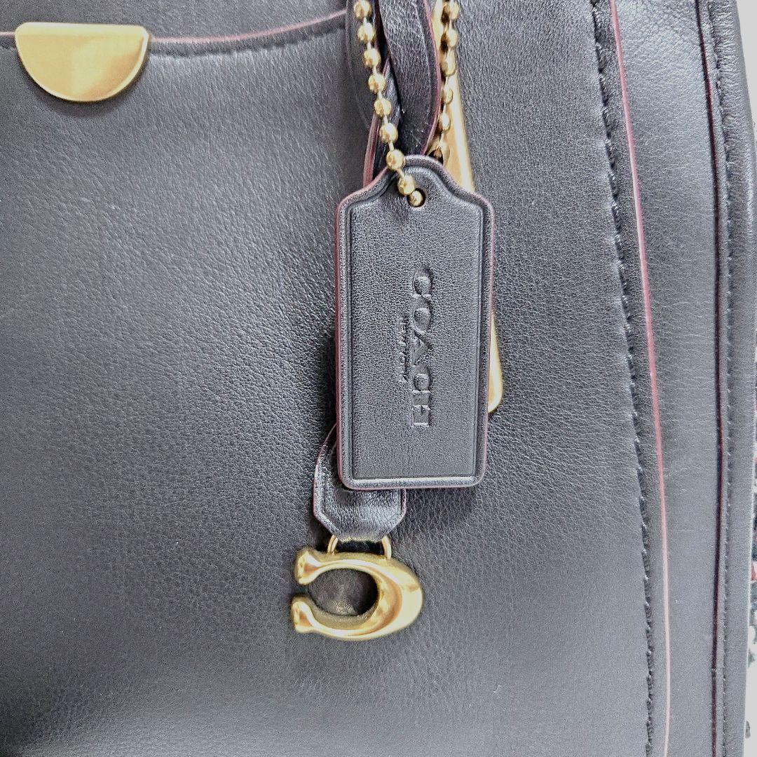 COACH ドリーマー ハンドバッグ 斜めがけ ツイード レザー 2way 黒