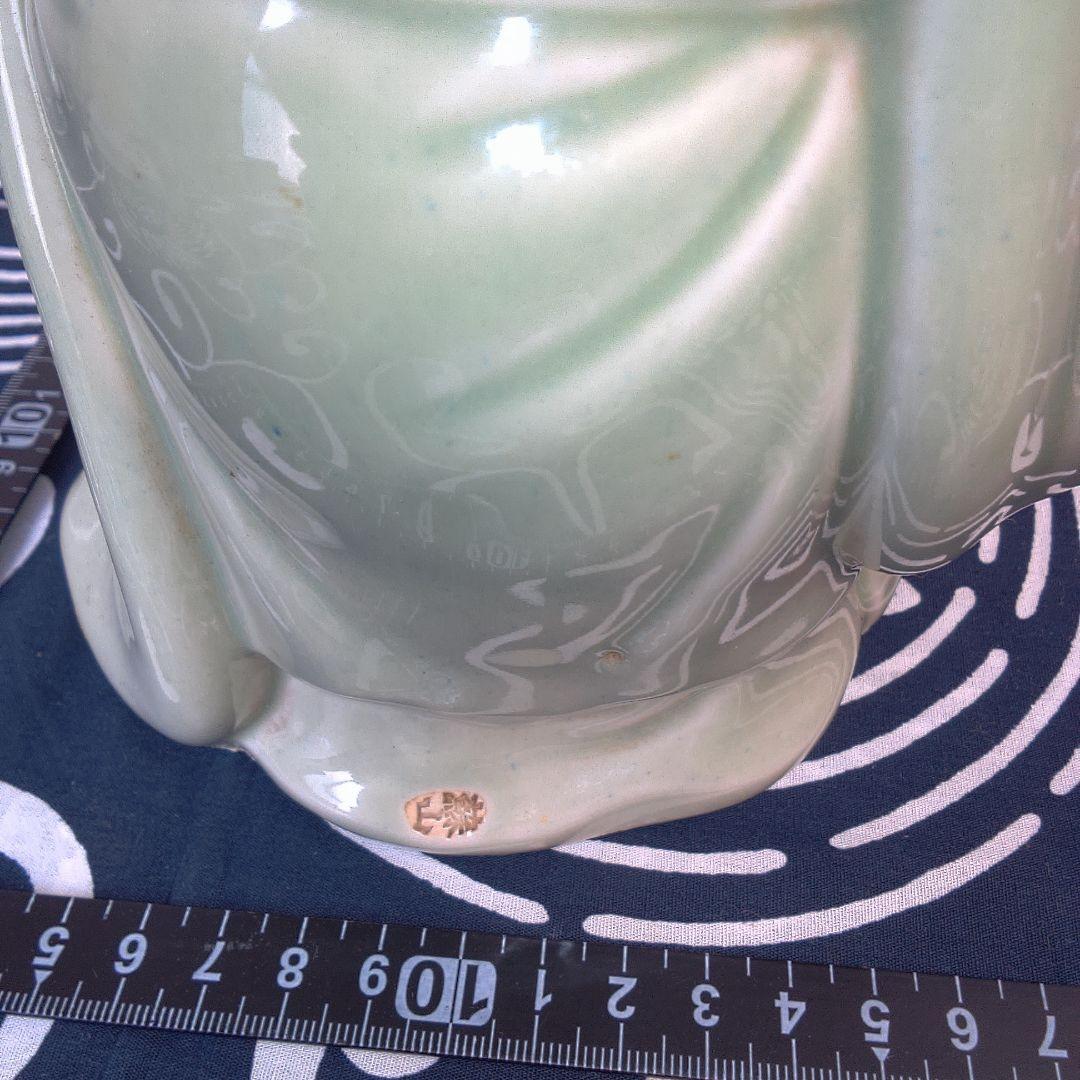 骨董4 緑色の陶器製老賢者像 約20cm - メルカリ
