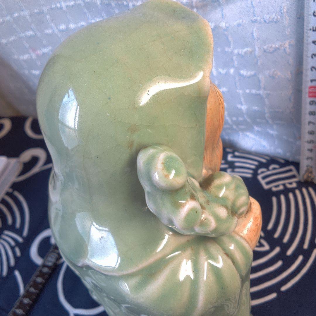 骨董4 緑色の陶器製老賢者像 約20cm - メルカリ