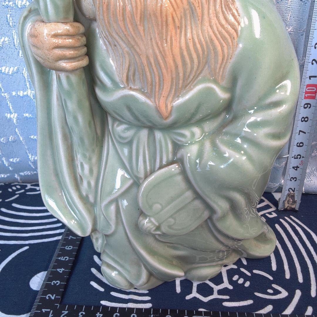 骨董4 緑色の陶器製老賢者像 約20cm - メルカリ