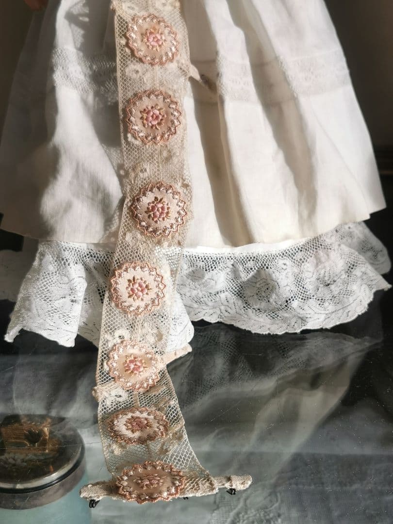 アンティークフランス 付け襟＆ウェストベルト ヴァレンシエンヌ＆花