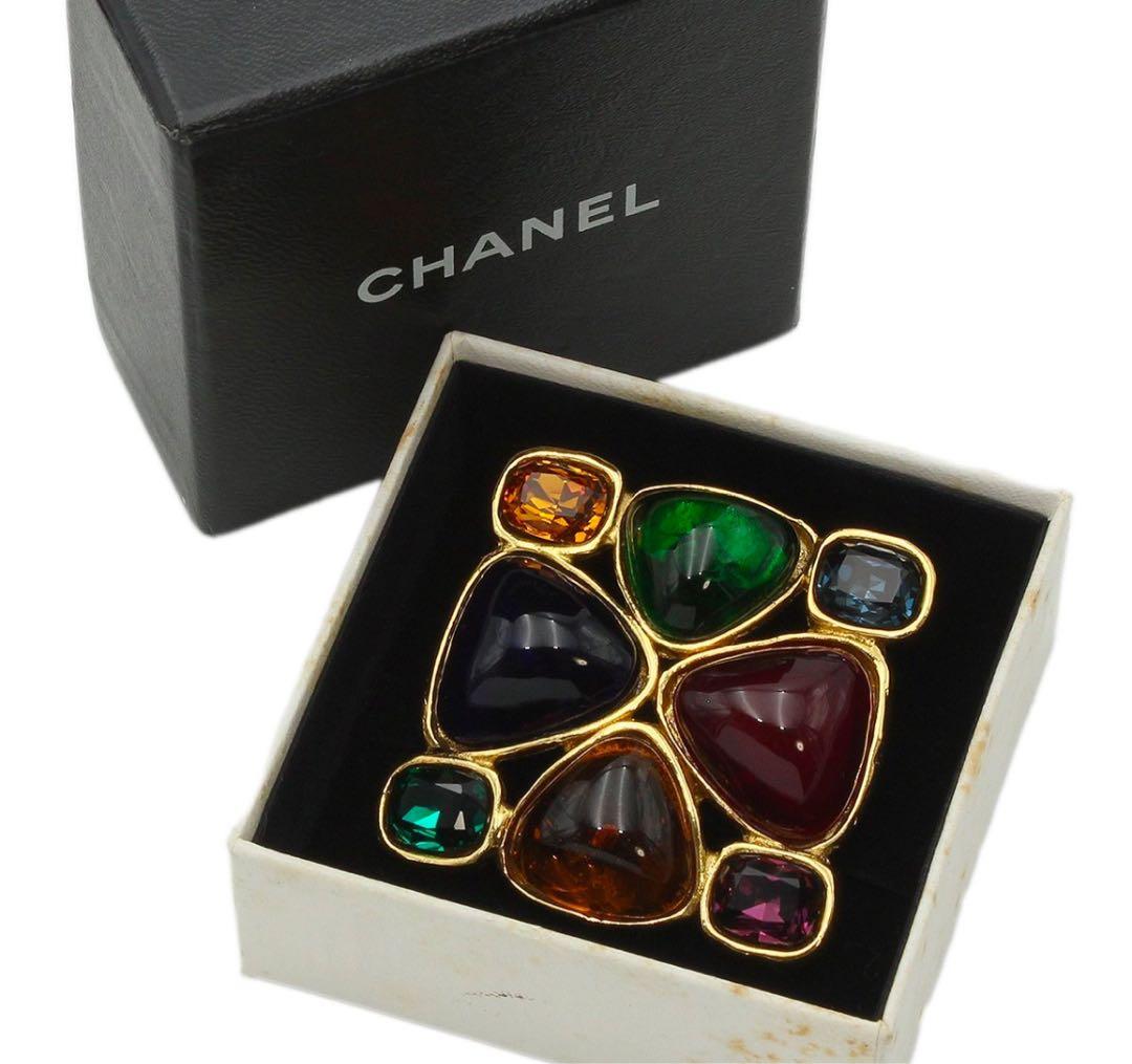 C2776 美品!! シャネル グリポアカラーストーン ブローチ - メルカリ