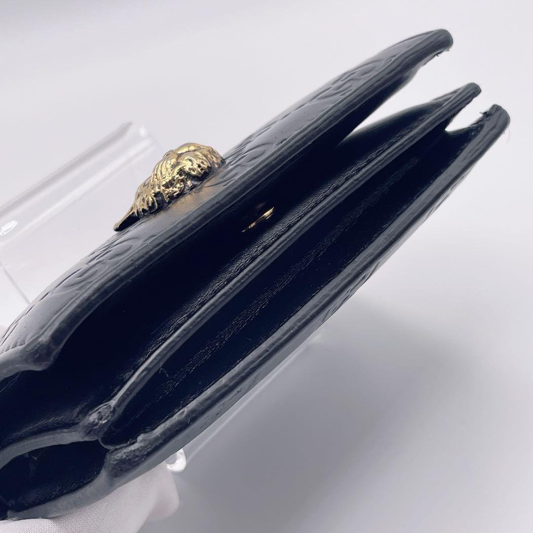 グッチ 財布 リネアキャット GG柄 シマ レザー 猫 黒 ミニ 二つ折り