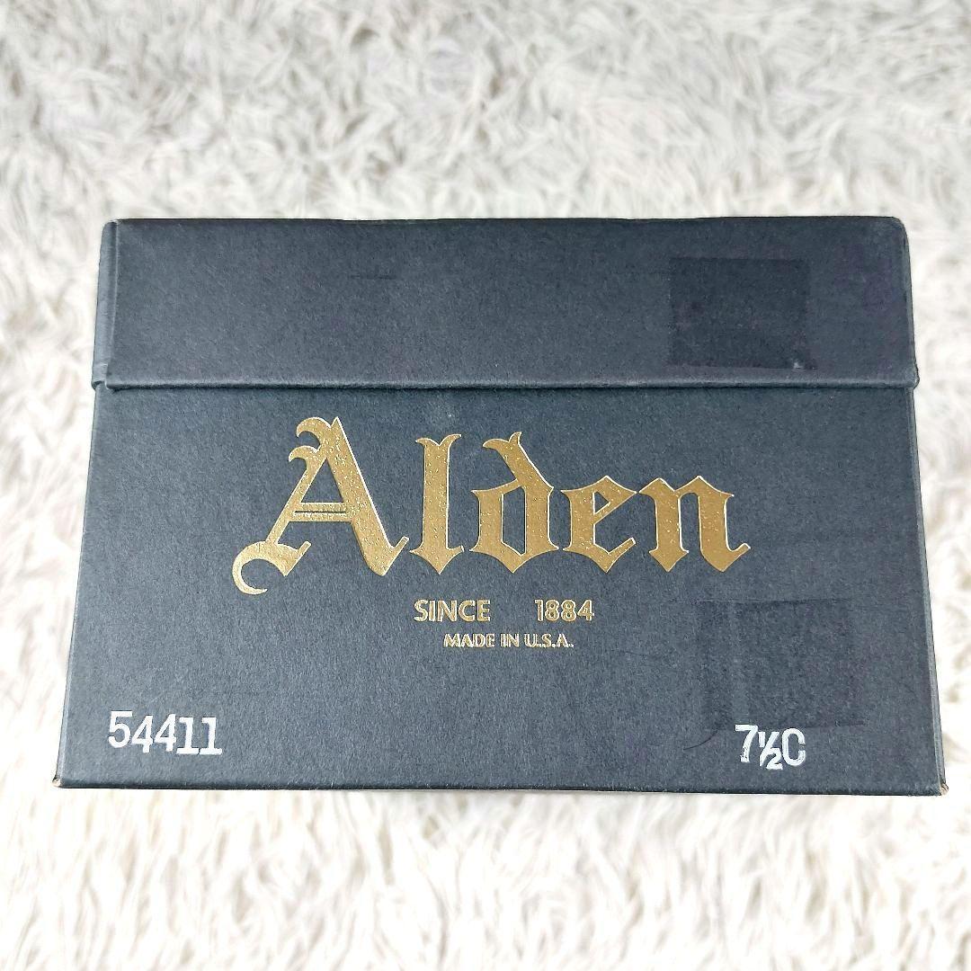 箱付き Alden モディファイドラスト スウェード プレーントゥ革靴 ネイビー