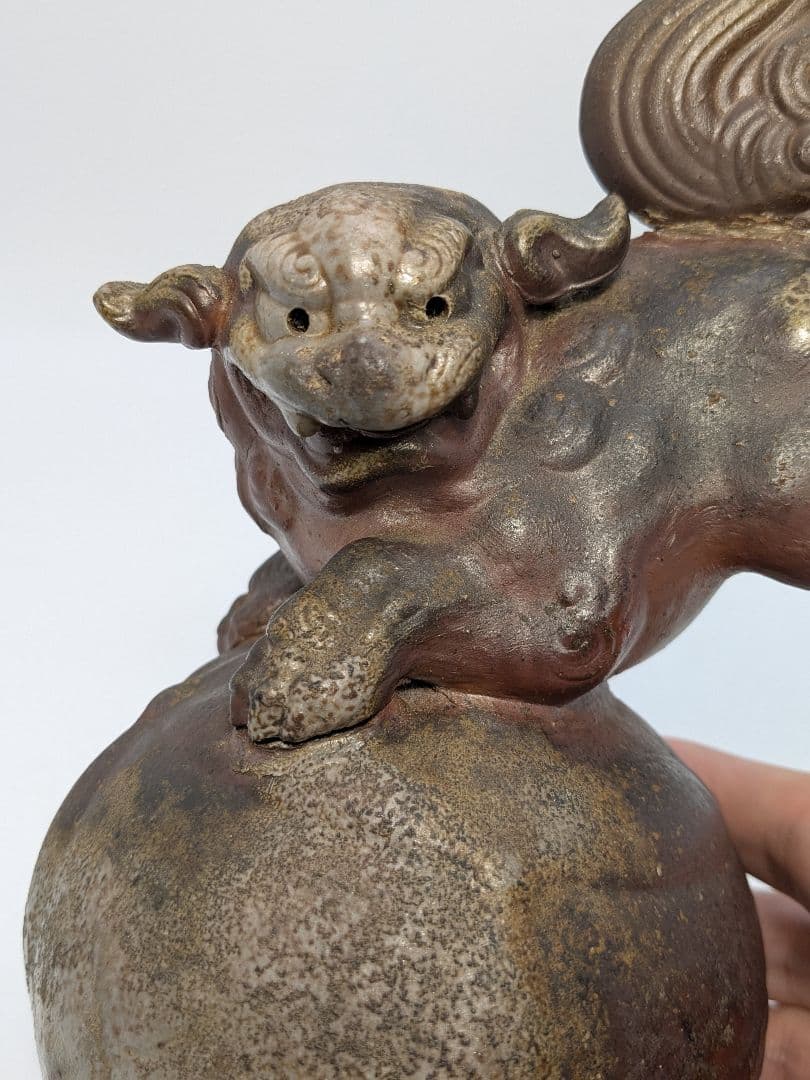 陶正園 備前焼 獅子置物 跳獅子 玉乗り獅子 縁起物 インテリア 魔除け 厄除け