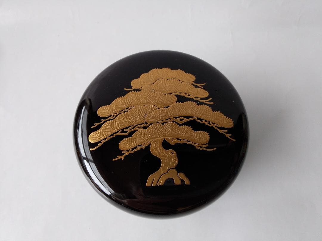 土居義峰 作 瑞松蒔絵 平棗 共箱 漆器 漆芸 抹茶 茶道具 棗 土居義峰