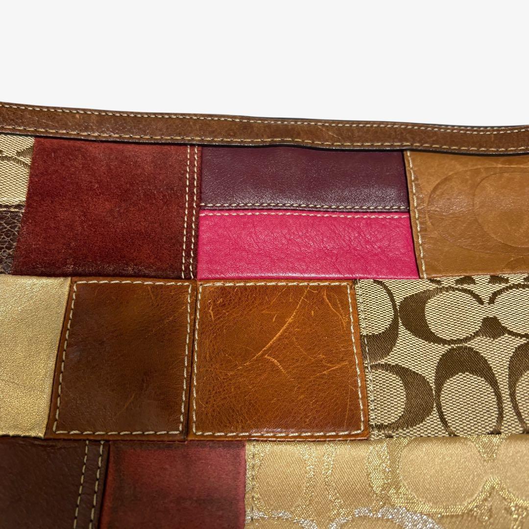 コーチ　ショルダーバッグ　パッチワーク　シグネチャー　ホーボー　ソーホー