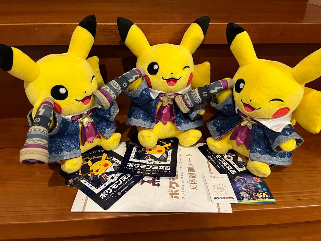 ポケモン天文台限定 ほしぞらピカチュウ3個 ノート•認定書付き1冊