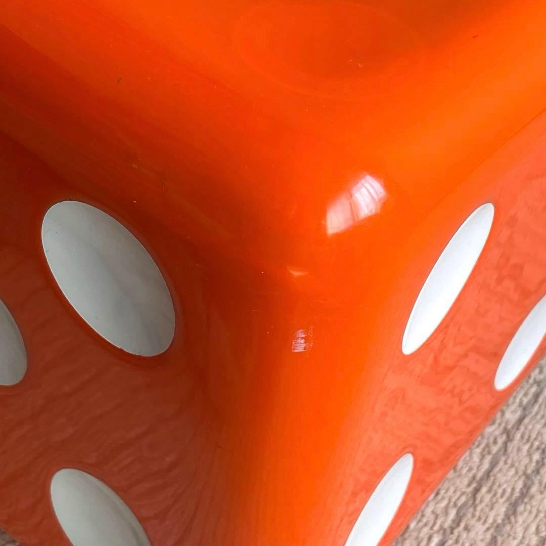 サイコロ型　ビンテージスツール　オレンジ