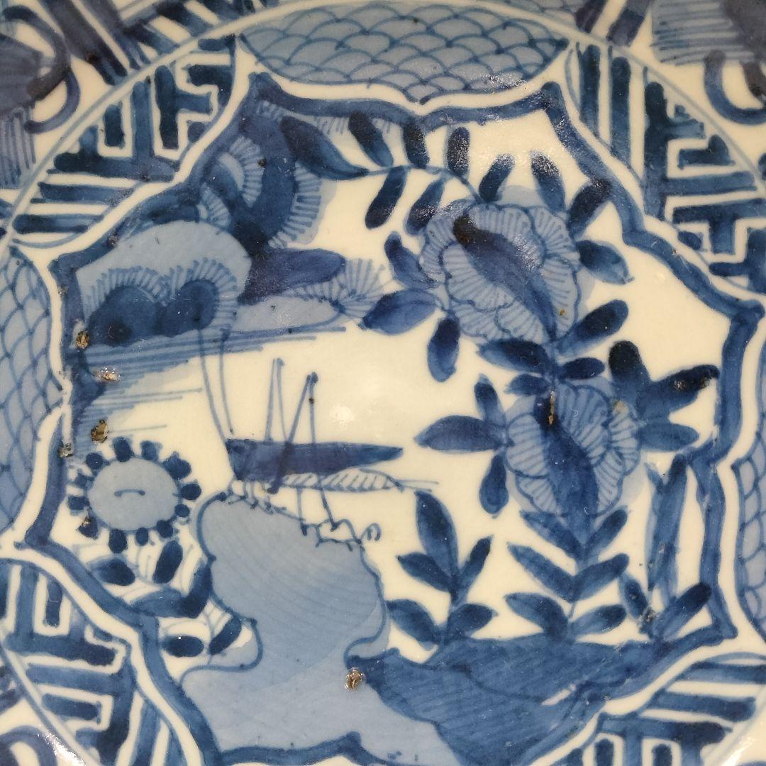 u348-4 中国 清朝期 古染付 芙蓉手 飛蝗文大皿 時代唐物 Q - メルカリ