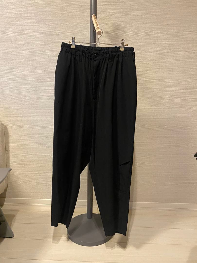 YOHJI YAMAMOTO 黒 サルエルパンツ ゴムウエスト レギュレーション ヨウジヤマモトREGULATION yohji yamamoto ポリ