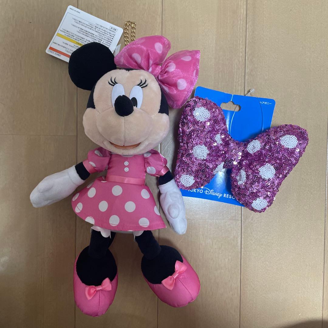 ディズニー ミニー キーホルダー ヘアゴム セット 水玉