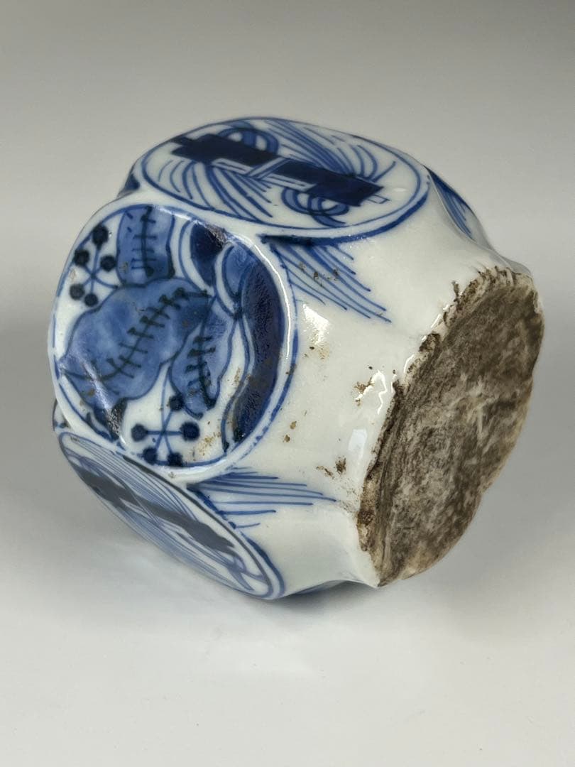 中国古美術　清朝　染付六角壺